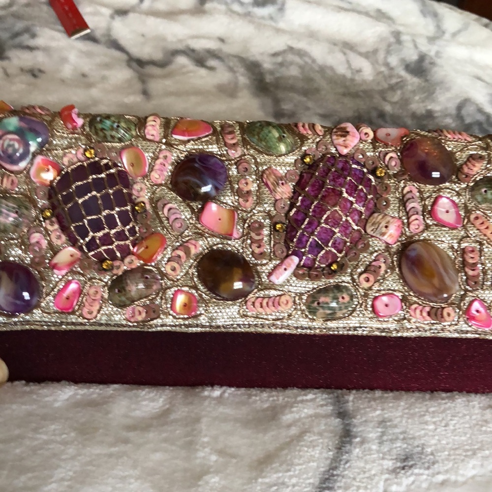 Vintage shell & Lam’e clutch burgundy